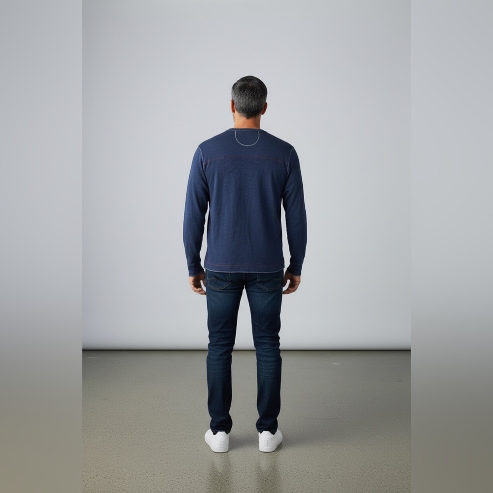 True Grit Men's Soft Henley Pullover Shirt Blue Size: L - Picture 10 of 13